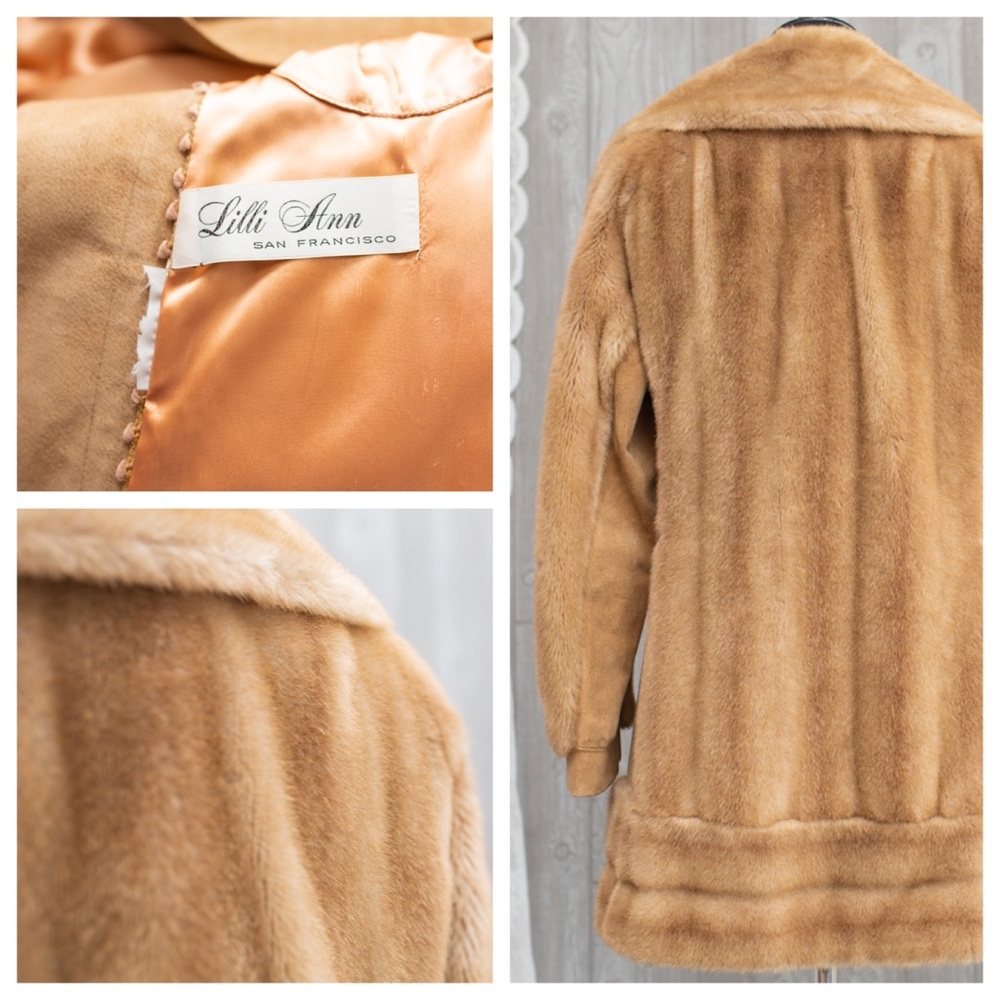 Vintage Lilli Ann Faux fur Genuine leather coat M